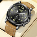 LIGE Casual Outdoor Quartz Man Watch Fashion Sport Waterproof Luminous Auto Date Leather Strap Wristwatch for Men Male Gifts Box