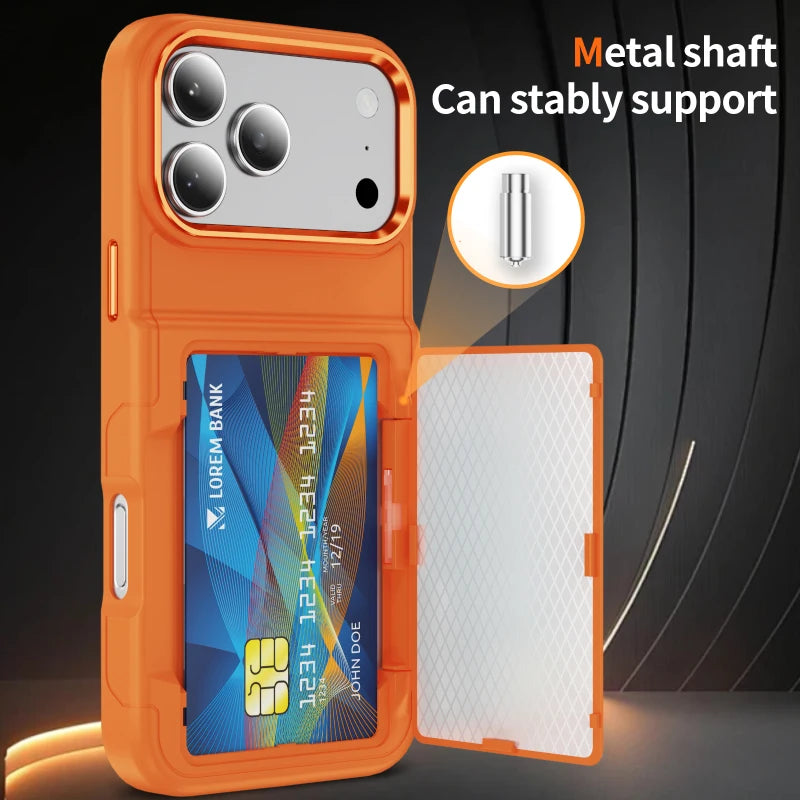 New Solid Color Frosted PC Wallet Card Holder Shockproof Phone Case For iPhone 17 Pro Max 15 13 12 14 16 Pro Max Plus Back Cover