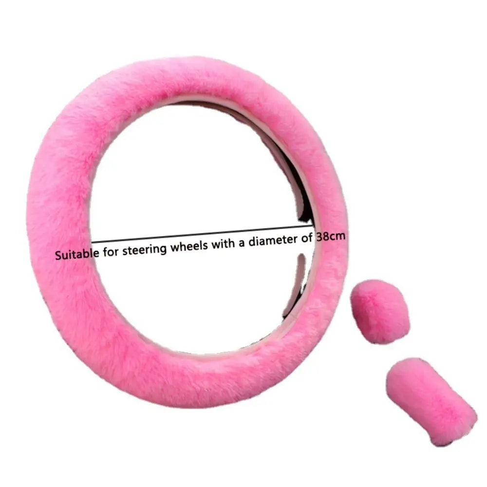 6Pcs/Set Soft Fluffy Car Steering Wheel Cover Seat Belt Shoulder Pads Winter Gear Shift Cover Car Accessory Warm