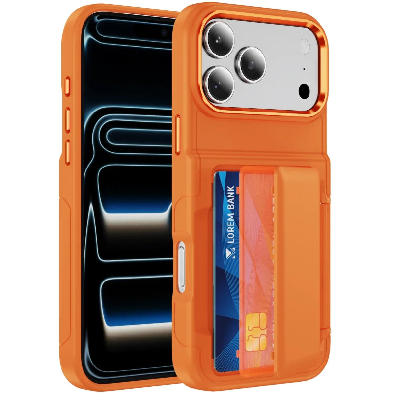 New Solid Color Frosted PC Wallet Card Holder Shockproof Phone Case For iPhone 17 Pro Max 15 13 12 14 16 Pro Max Plus Back Cover
