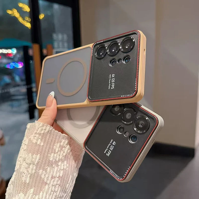 New frosted metal mirror holder magnetic phone case · Suitable for Samsung S26 S25 S24 Ultra wireless charging phone case · Anti