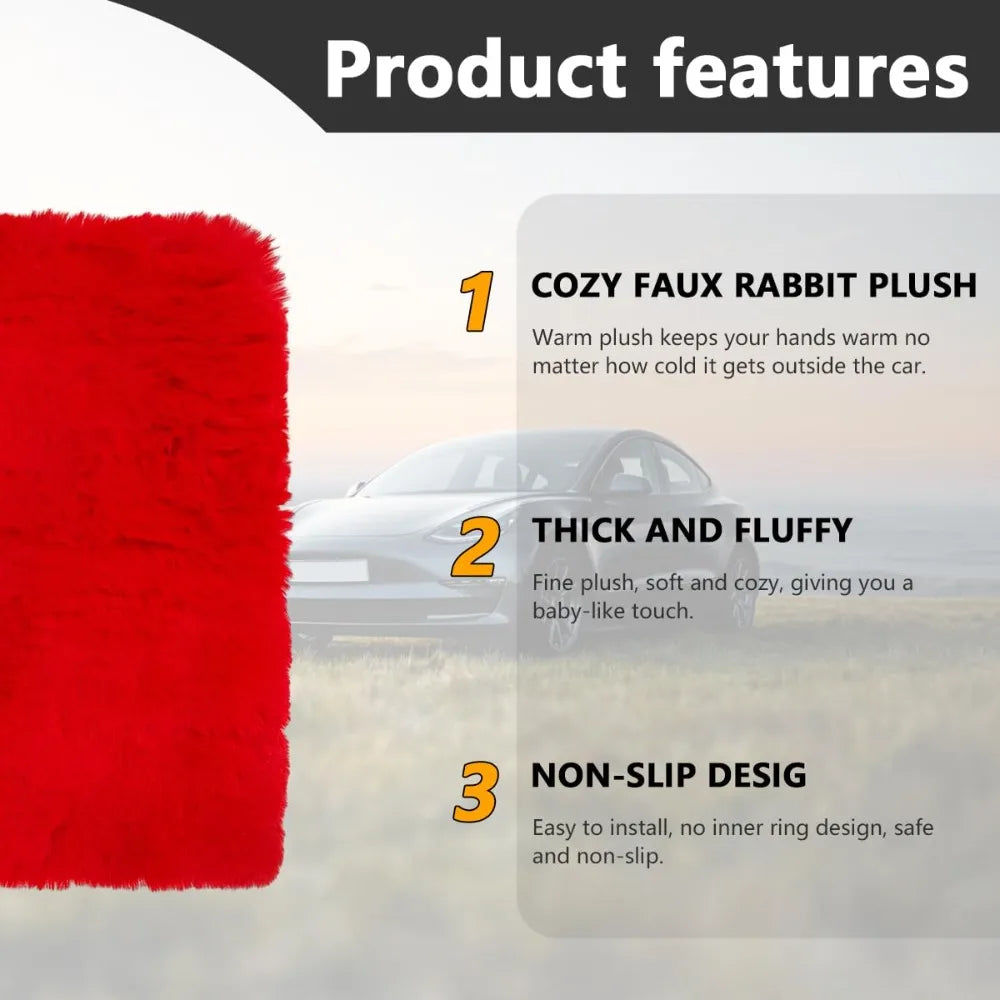 6Pcs/Set Soft Fluffy Car Steering Wheel Cover Seat Belt Shoulder Pads Winter Gear Shift Cover Car Accessory Warm