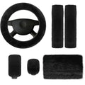 6Pcs/Set Soft Fluffy Car Steering Wheel Cover Seat Belt Shoulder Pads Winter Gear Shift Cover Car Accessory Warm